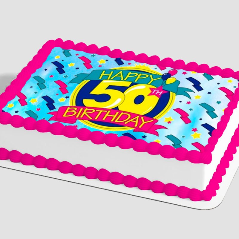 Happy 50th Birthday Edible Image® by PhotoCake® Frame